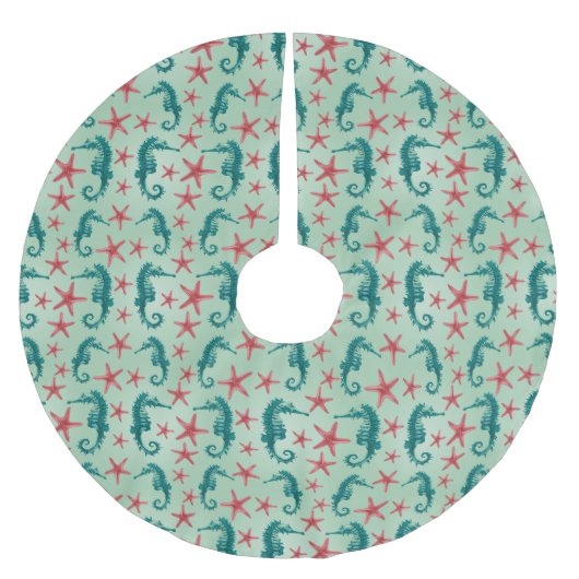 Jupon De Sapin En Polyester Brossé Motif maritime Turquoise 2 (Devant)