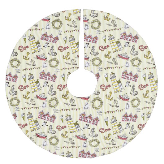 Jupon De Sapin En Polyester Brossé Motif mignon de scène de plage (Devant)