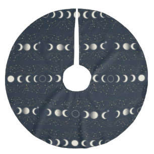 Jupon De Sapin En Polyester Brossé Motif minimaliste des phases lunaires avec des éto
