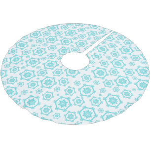 Jupon De Sapin En Polyester Brossé Motif moderne Blue White Snowflake