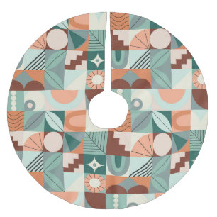 Jupon De Sapin En Polyester Brossé Motif mosaïque abstrait géométrique sans couture.