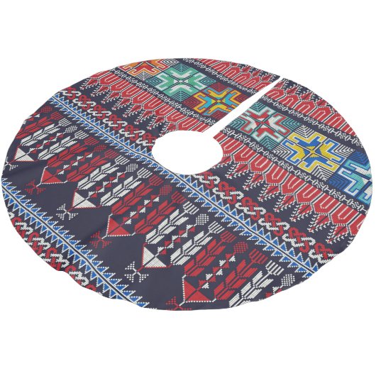 Jupon De Sapin En Polyester Brossé Motif Motif Palestinien Broderie. (Angle)