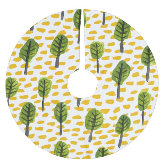 Jupon De Sapin En Polyester Brossé Motif Naïve Green Black Tree (Devant)