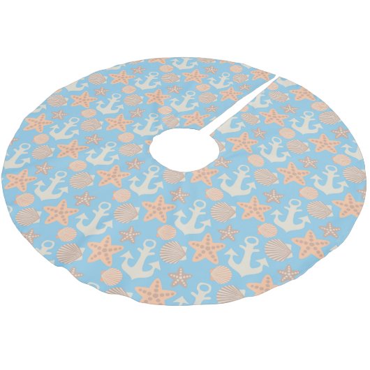 Jupon De Sapin En Polyester Brossé Motif nautique en pastel (Angle)