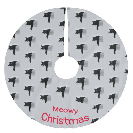 Jupon De Sapin En Polyester Brossé Motif noir Meowy Noël (Devant)
