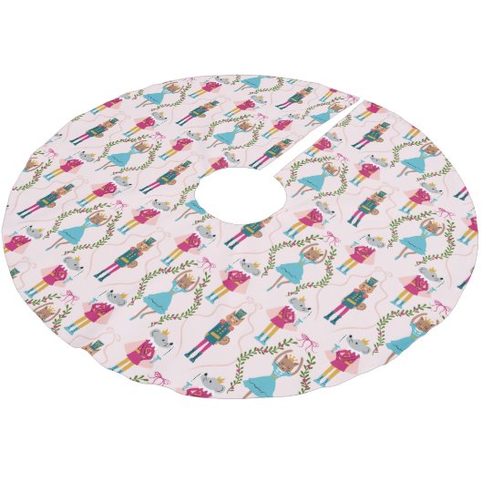 Jupon De Sapin En Polyester Brossé Motif Nutcracker magique rose (Angle)