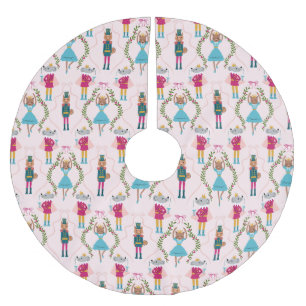 Jupon De Sapin En Polyester Brossé Motif Nutcracker magique rose