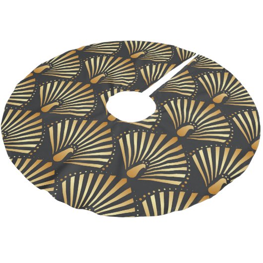 Jupon De Sapin En Polyester Brossé Motif paon d'or Art déco (Angle)