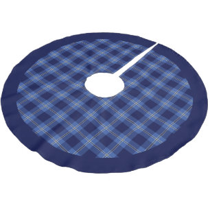 Jupon De Sapin En Polyester Brossé Motif plat moderne bleu Tartan