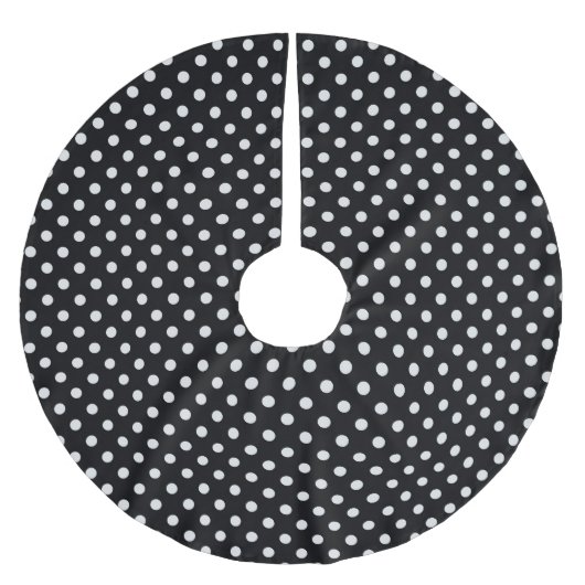 Jupon De Sapin En Polyester Brossé Motif Pois noir blanc (Devant)