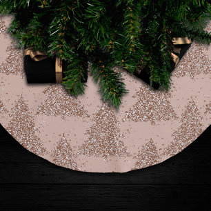Jupon De Sapin En Polyester Brossé Motif Posh Tree Glam Rose Gold Blush Noël