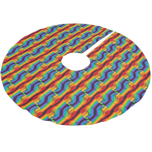 Jupon De Sapin En Polyester Brossé Motif Rainbow Fist (Angle)