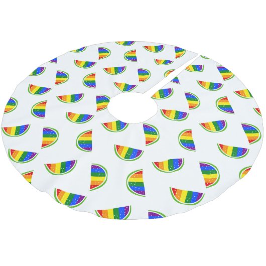 Jupon De Sapin En Polyester Brossé Motif Rainbow Watermelon (Angle)