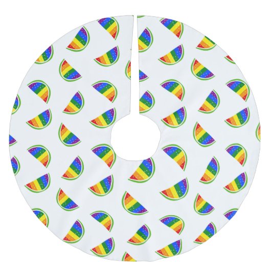 Jupon De Sapin En Polyester Brossé Motif Rainbow Watermelon (Devant)