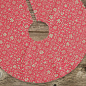Jupon De Sapin En Polyester Brossé Motif Red Green Christmas Snowflake