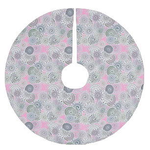 Jupon De Sapin En Polyester Brossé Motif, rose et gris