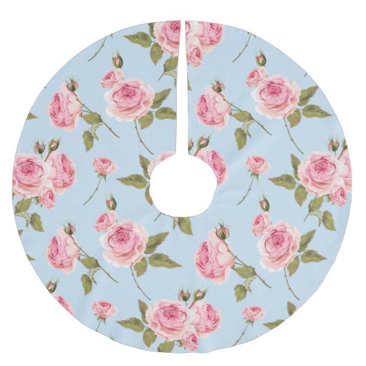 Jupon De Sapin En Polyester Brossé Motif rose et Pois (Devant)