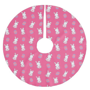 Jupon De Sapin En Polyester Brossé Motif rose mignon de Pâques de lapin de bébé
