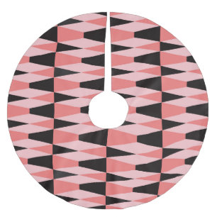 Jupon De Sapin En Polyester Brossé Motif rose noir géométrique en gras