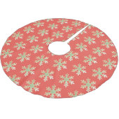 Jupon De Sapin En Polyester Brossé Motif rouge vert Snowflake (Angle)