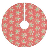 Jupon De Sapin En Polyester Brossé Motif rouge vert Snowflake (Devant)