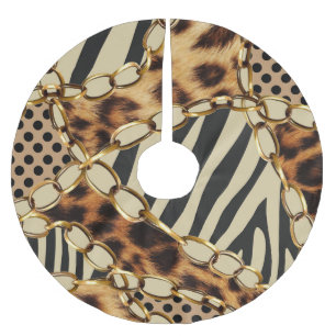 Jupon De Sapin En Polyester Brossé Motif sans couture Leopard Poster de animal