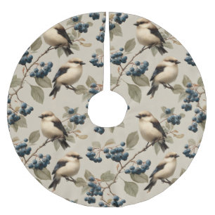 Jupon De Sapin En Polyester Brossé Motif sans couture vintage oiseau et myrtille