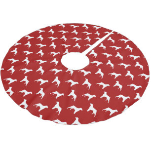 Jupon De Sapin En Polyester Brossé Motif Silhouettes de Chien de Bretagne Rouge