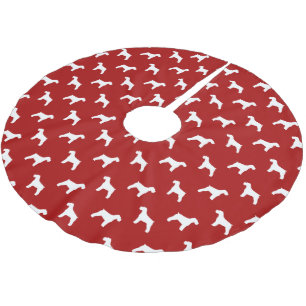 Jupon De Sapin En Polyester Brossé Motif Silhouettes de Schnauzer Rouge