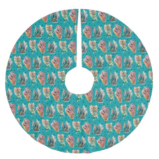 Jupon De Sapin En Polyester Brossé Motif succulent de cactus graphique abstrait (Devant)