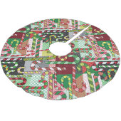 Jupon De Sapin En Polyester Brossé Motif sucre de canne Patchwork (Angle)