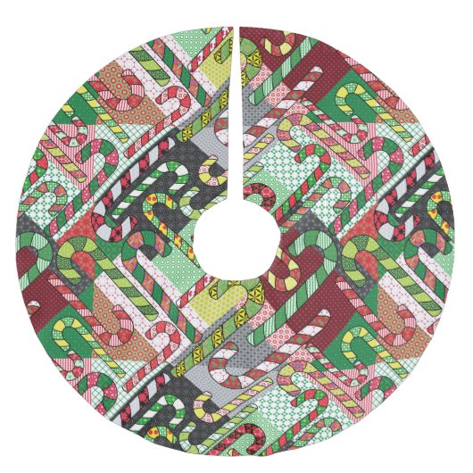 Jupon De Sapin En Polyester Brossé Motif sucre de canne Patchwork (Devant)