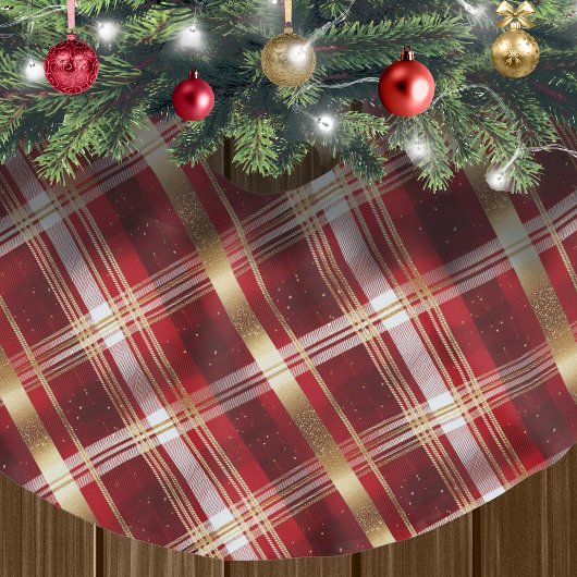 Jupon De Sapin En Polyester Brossé Motif tatan rouge or Noël #7 ID1009