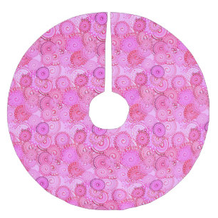 Jupon De Sapin En Polyester Brossé Motif tourbillon fractal, rose et fuchsia