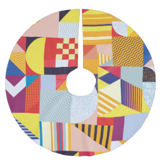 Jupon De Sapin En Polyester Brossé Motif Vintage géométrique Abstrait décoratif