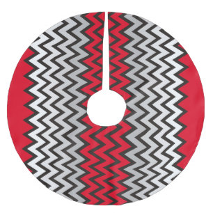 Jupon De Sapin En Polyester Brossé Motif ZIGZAG - noir blanc gris + votre idée