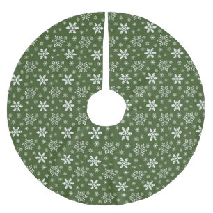 JUPON DE SAPIN EN POLYESTER BROSSÉ MOTIFS DE NOËL VERT ET BLANC