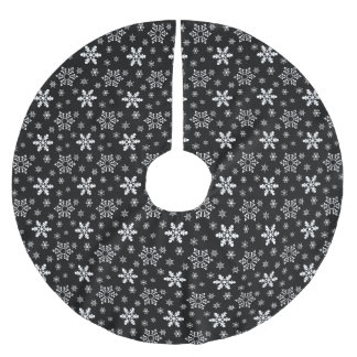 JUPON DE SAPIN EN POLYESTER BROSSÉ MOTIFS NOIR ET BLANC DE NOËL