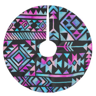 Jupon De Sapin En Polyester Brossé Motifs tribaux aquarelles, papier peint ethnique.