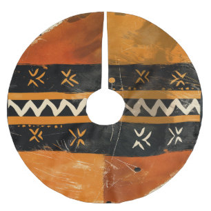 Jupon De Sapin En Polyester Brossé Motifs tribaux en noir et tons terre
