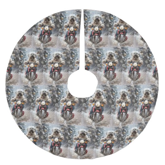 Jupon De Sapin En Polyester Brossé Moto à chiens Havanais Noël (Devant)