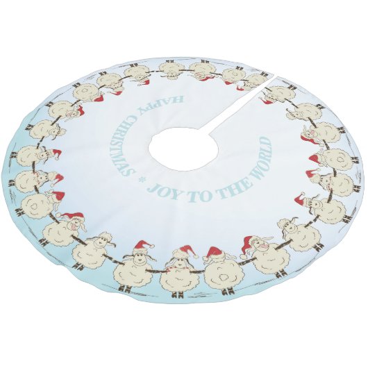 Jupon De Sapin En Polyester Brossé Moutons de Noël adorables (Angle)