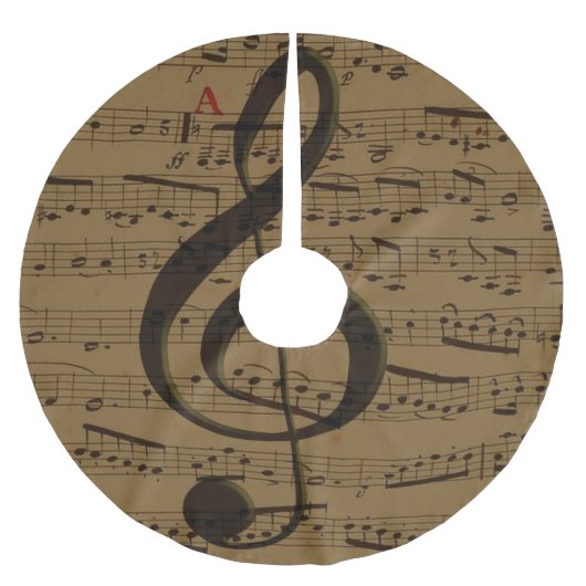 Jupon De Sapin En Polyester Brossé Musical Treble Clef Sheet Musique Classique (Devant)