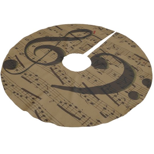 Jupon De Sapin En Polyester Brossé Musical Treble Clef Sheet Musique Classique (Angle)