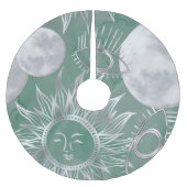 Jupon De Sapin En Polyester Brossé Mystique solaire | Dusty Green Silver Moon Stars S (Devant)