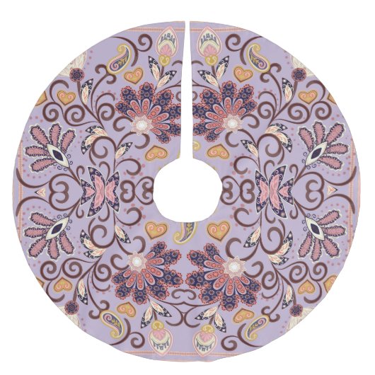 Jupon De Sapin En Polyester Brossé Nappe à fleurs indiennes : belle motif pastel (Devant)