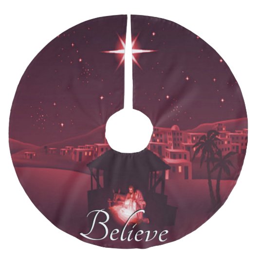 Jupon De Sapin En Polyester Brossé Nativité (Devant)