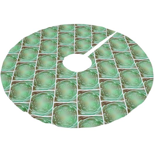 Jupon De Sapin En Polyester Brossé Nature Vert et Marron Conception Fractale (Angle)