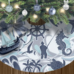 Jupon De Sapin En Polyester Brossé Nautical Beach<br><div class="desc">Cette jupe d'arbre présente un motif d'été amusant d'éléments nautiques tels que l'ancre, la mouette, l'étoile de mer et bien d'autres, le tout en bleu marine avec des tourbillons et des accents bleu aqua ondulé. Recherchez ID839 et ID840 pour voir d'autres produits avec cette conception et des options de couleur...</div>