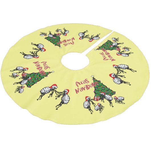 Jupon De Sapin En Polyester Brossé Navidad Dancing Fleas Christmas (Angle)